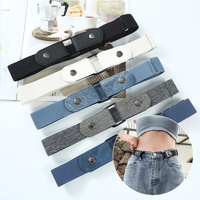 Adjustable Stretch Elastic Waist Band Invisible Belt Buckle