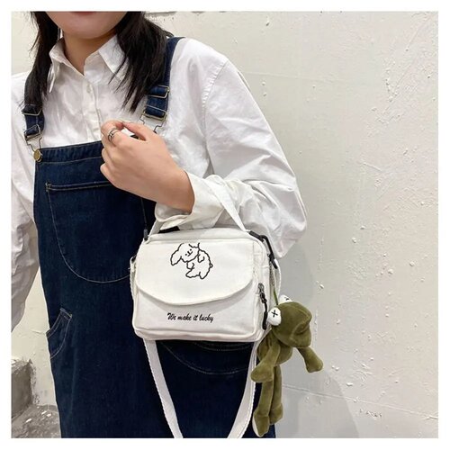 Canvas Shoulder Bag Cute Cartoon Dog Handbag Large Capacity