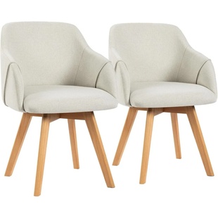 Swivel Dining Chairs with Arm, Set of 2, Modern Linen Fabri