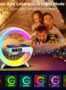 Wireless Charger Station RGB LED Desk Lamp Night Light Alar