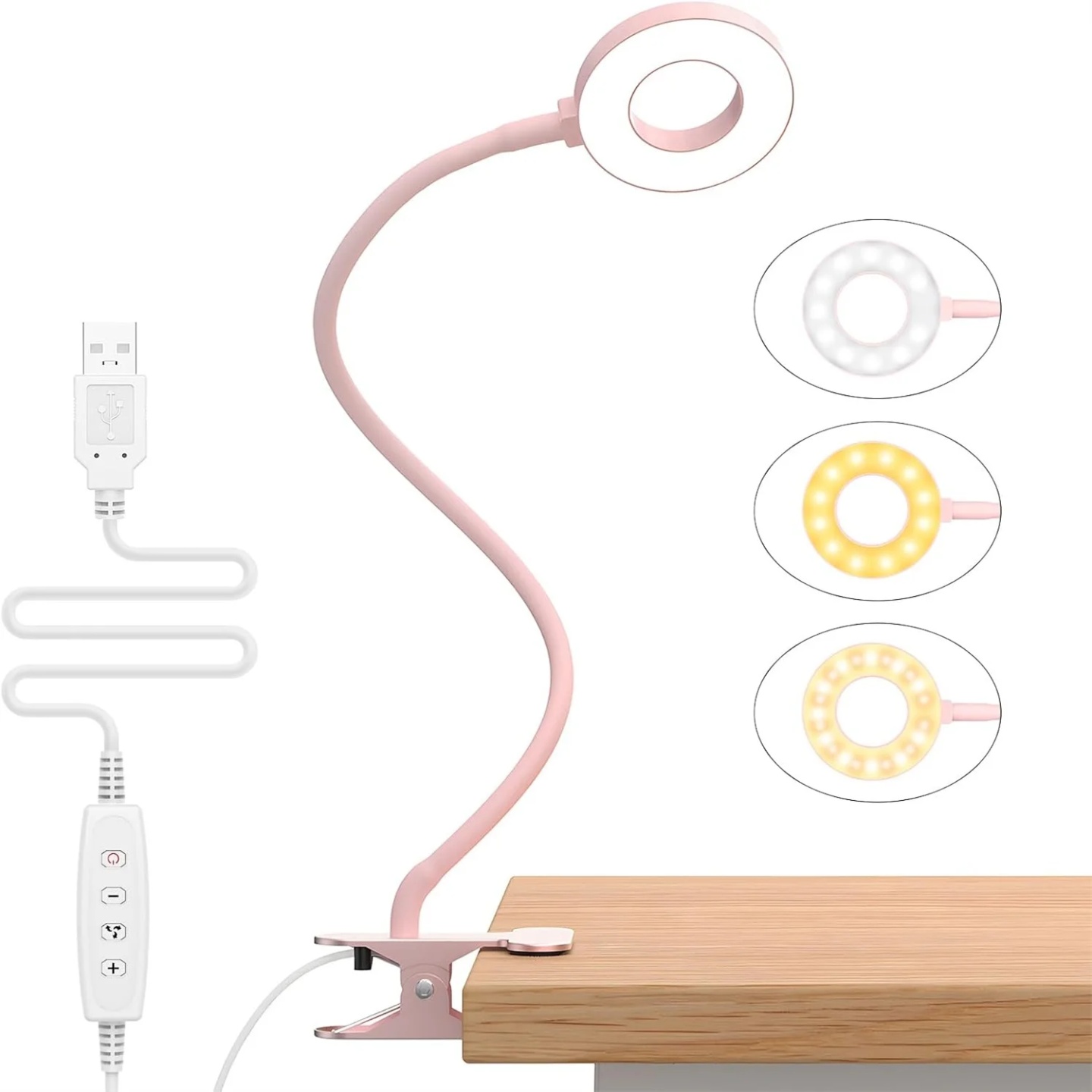 White Pink Black Desk Lamps LED Book Light USB Reading Light
