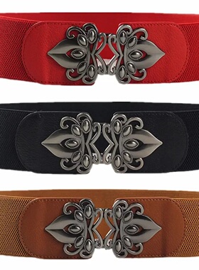 2025 Women's Stretch Wide Belt Vintage Totem Printed Strctch