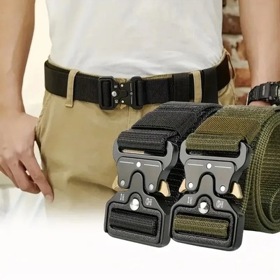 2PC Tactical Belt Set Unisex Canvas Waistband Plastic Buckl