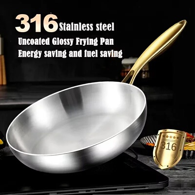 316Stainless Steel Frying Pan Wok Pan Nonstick Cooking Fried