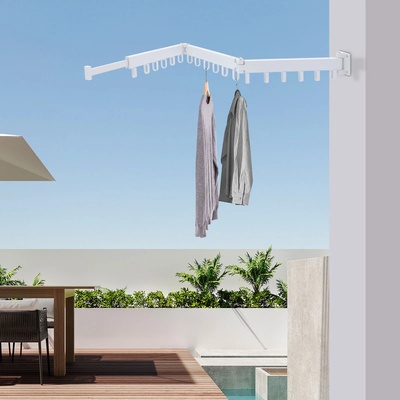 Wall Mount Laundry Drying Rack Retractable Tri-Fold Collaps