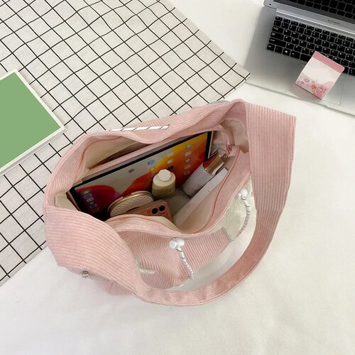 Women Star Pattern Corduroy Crossbody Bag Casual Tote Lady