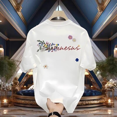 Popular short-sleeve couple's ice-feel T-shirt, round neck