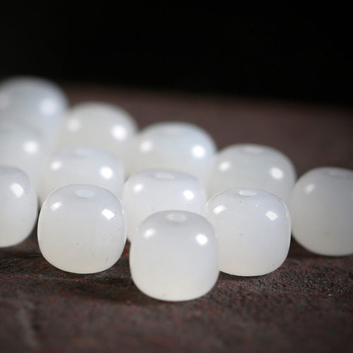 Natural Hetian Jade Fat White Barrel Beads for Bracelet