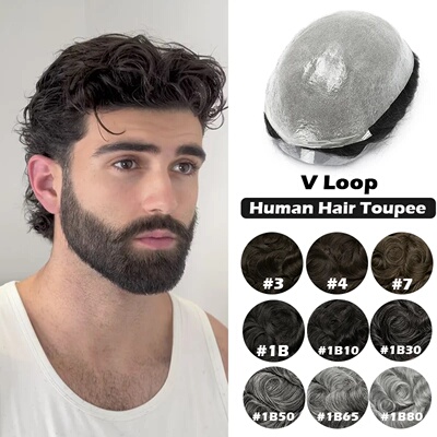 Wig Man Men's Capillary Prosthesis 100% Human Hair Wigs Men