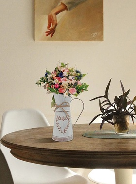 Farmhouse Metal Flower Vase Country Style Galvanized Bouque