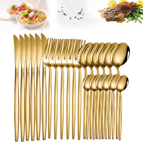 24pcs Dinnerware Set Stainless Steel Tableware Set KnifeFork