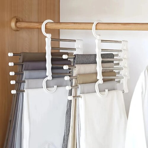 5In1 Magic Trouser Rack Hangers Stainless Steel Folding Pan