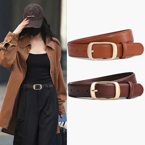 Luxury Genuine Leather Wide Belt Ladies Fashion Simple Matc