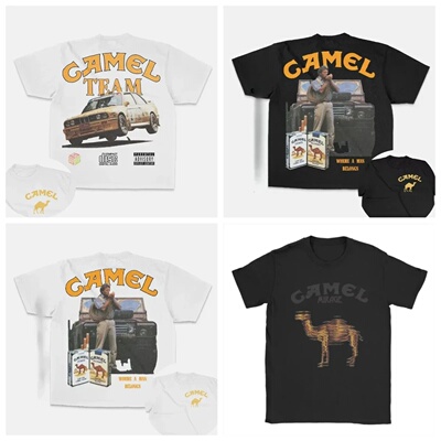 Retro Car Camel Cigarettes T-Shirt Vintage Cotton Tops Tees