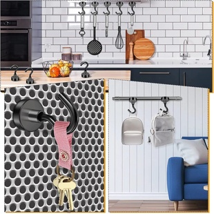 10 pack, black magnet hooks, 25 pound strong magnet hooks,