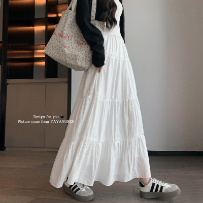 Women2026 Spring Summer Pleated Long Skirt  Slim Petite Cake