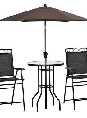4Pc Outdoor Patio Dining Set Furniture,2 Folding Chairs, Ta