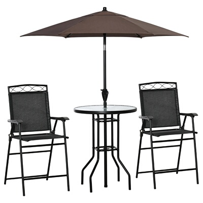 4Pc Outdoor Patio Dining Set Furniture,2 Folding Chairs, Ta