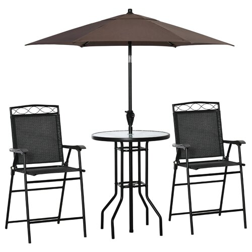4Pc Outdoor Patio Dining Set Furniture,2 Folding Chairs, Ta