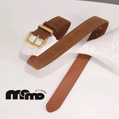 3.3cm Wide Women's Suede Cowhide Belts Genuine Leather Women