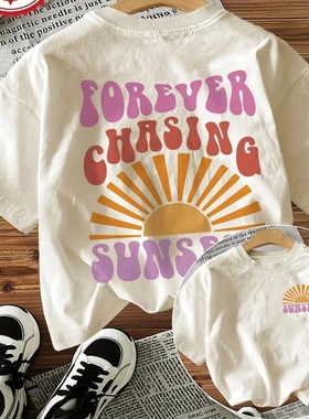 Forever Chasing Sunsets Printed T-Shirts Female Funny T Shi
