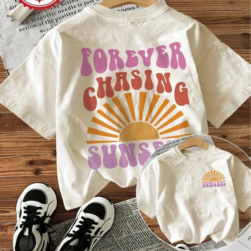 Forever Chasing Sunsets Printed T-Shirts Female Funny T Shi