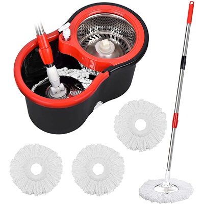 360° Spin Mop Bucket Sets with Wring System in 3 Microfiber