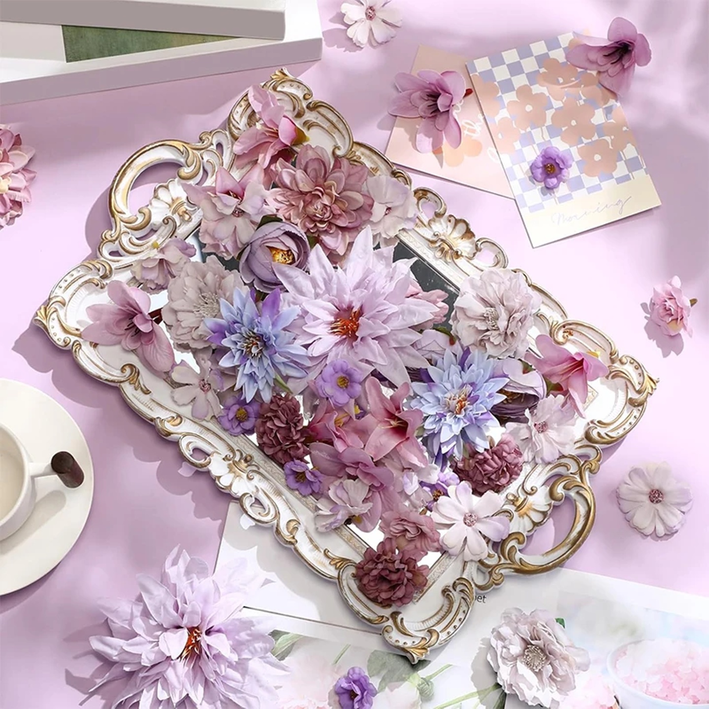 20Pcs/bag 4.5cm Purple Silk Rose Artificial Daisies Flower