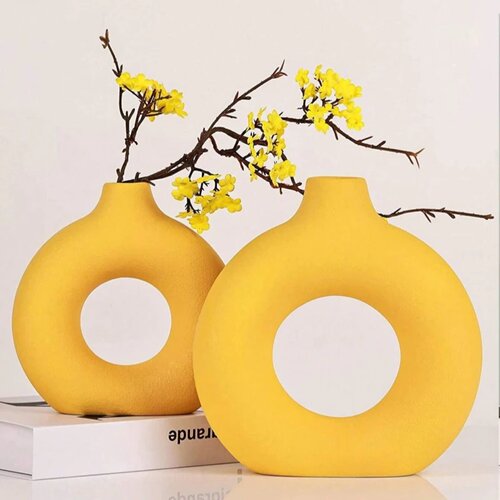 1 piece round vase decoration, imitation ceramic vase, suit