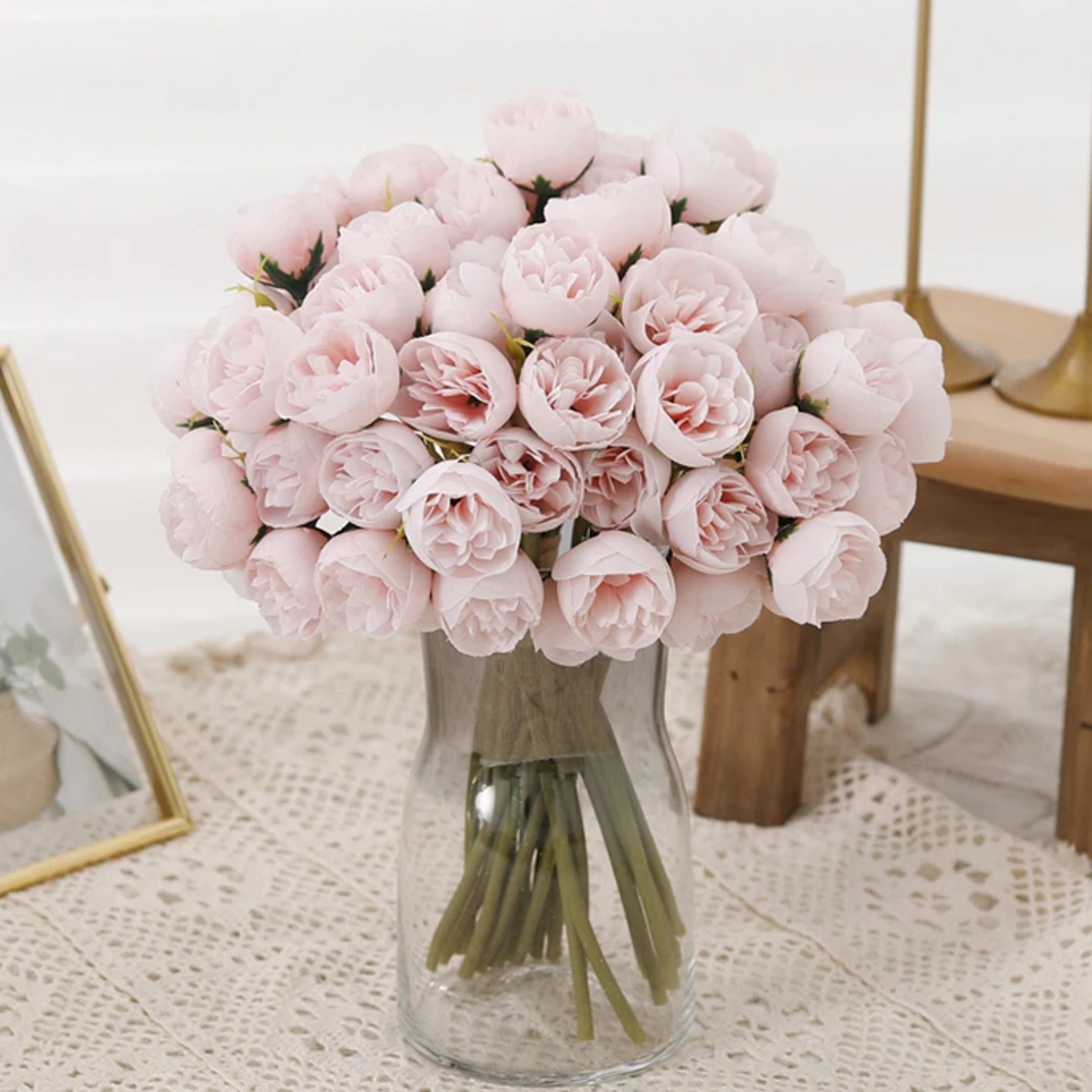27 Heads Artificial Flowers Silk Peony Hua Plastic Beautifu
