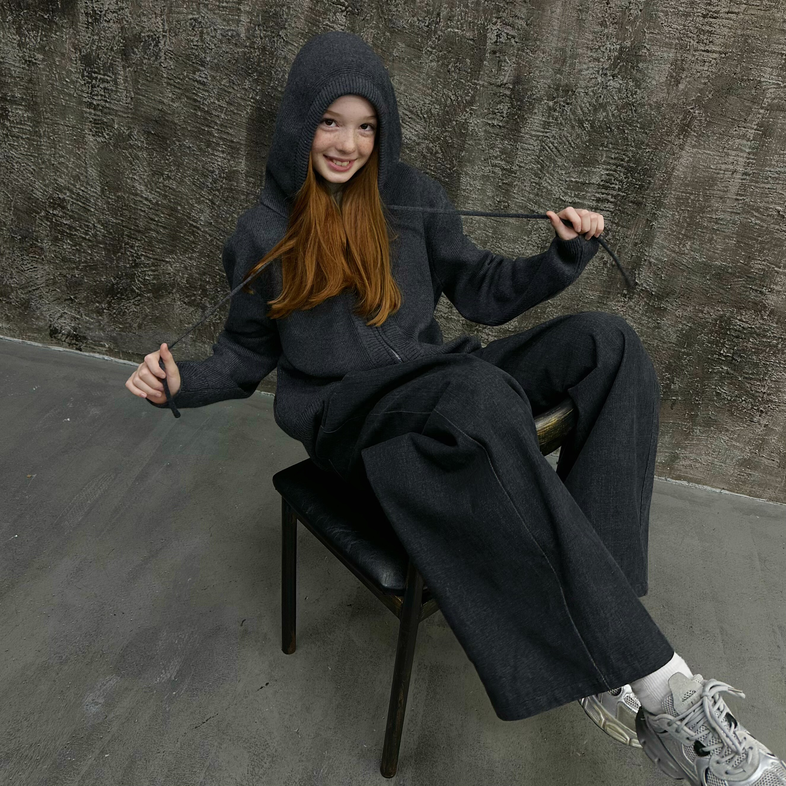 mpeng新款连帽拉链开衫毛衣外套女宽松慵懒风针织衫上衣