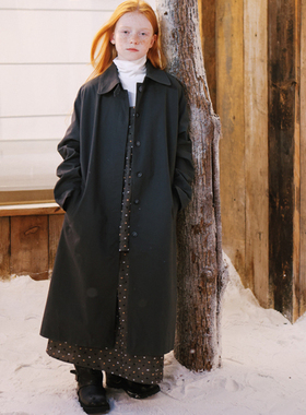 mpeng大童小个子新款卡其灰中长款风衣单排扣翻领气质风衣外套