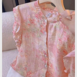 2026巨好看的粉色新中式国风女装夏薄款高级感阔太太洋气高贵上衣