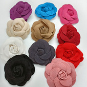 小香风绒皮布艺山茶花朵胸花鞋 韩国版 新款 花头花手机DIY配饰