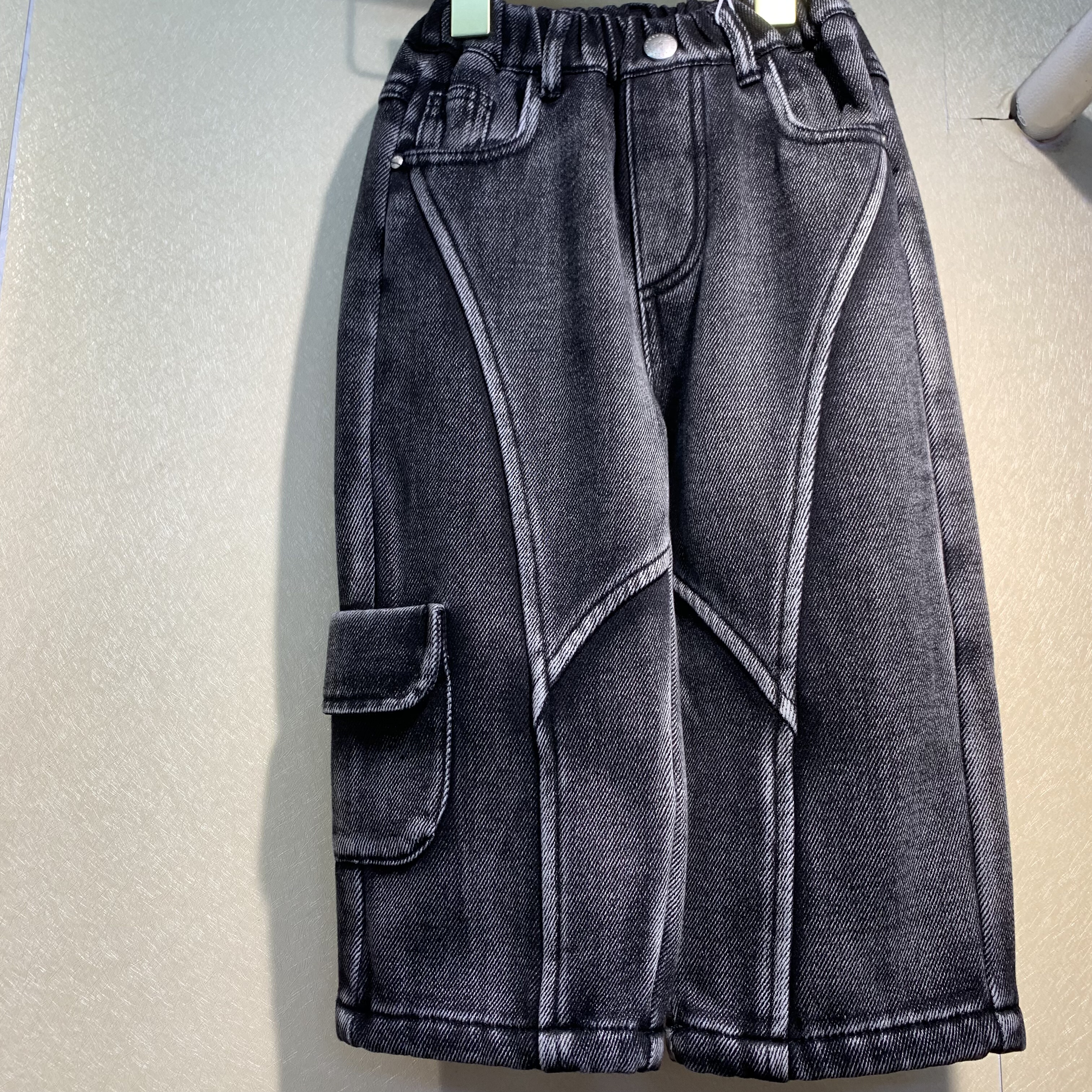 潮牌2025新款儿童秋冬款中童加绒牛仔裤男童休闲百搭长裤