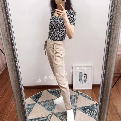 利落型格2026春季新款女装腰部抽绳细节棉麻休闲裤子小众个性长裤