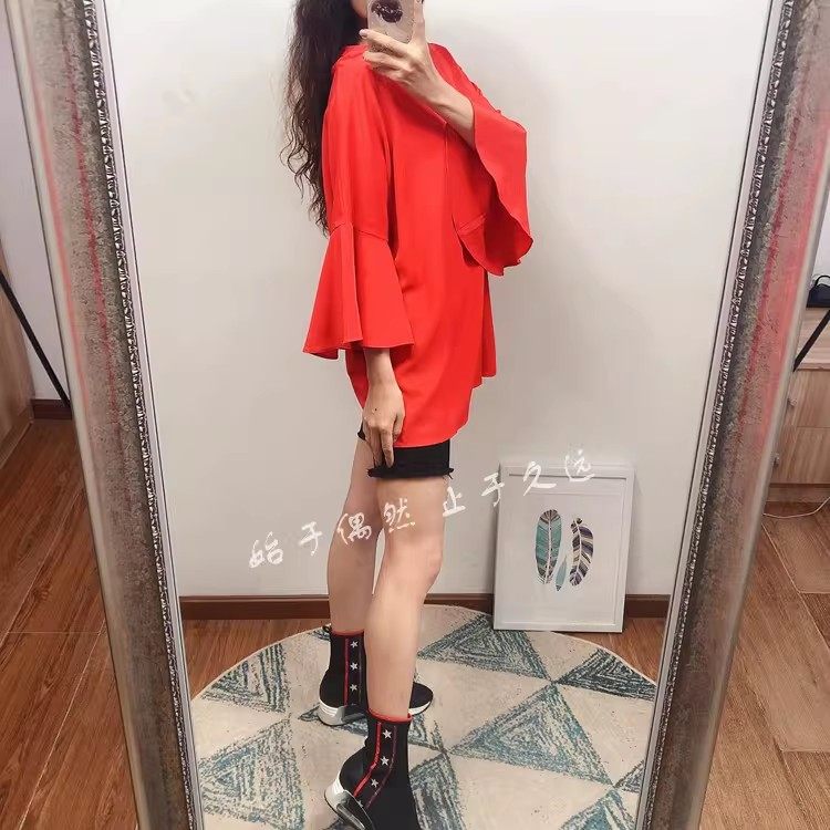 在一起 2026春季新品时尚双层领宽松喇叭袖套头纯色雪纺衬衫女装,女装/女士精品,衬衫,淘宝优惠券,粉丝福利购,淘宝优惠卷