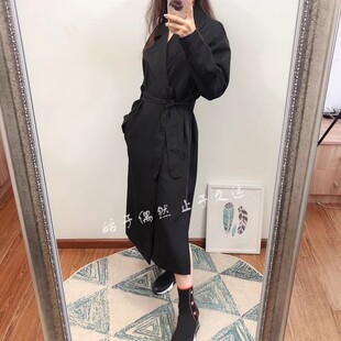 复古经典 美式高街 黑色主题 2026春季新款中长款系带风衣外套女