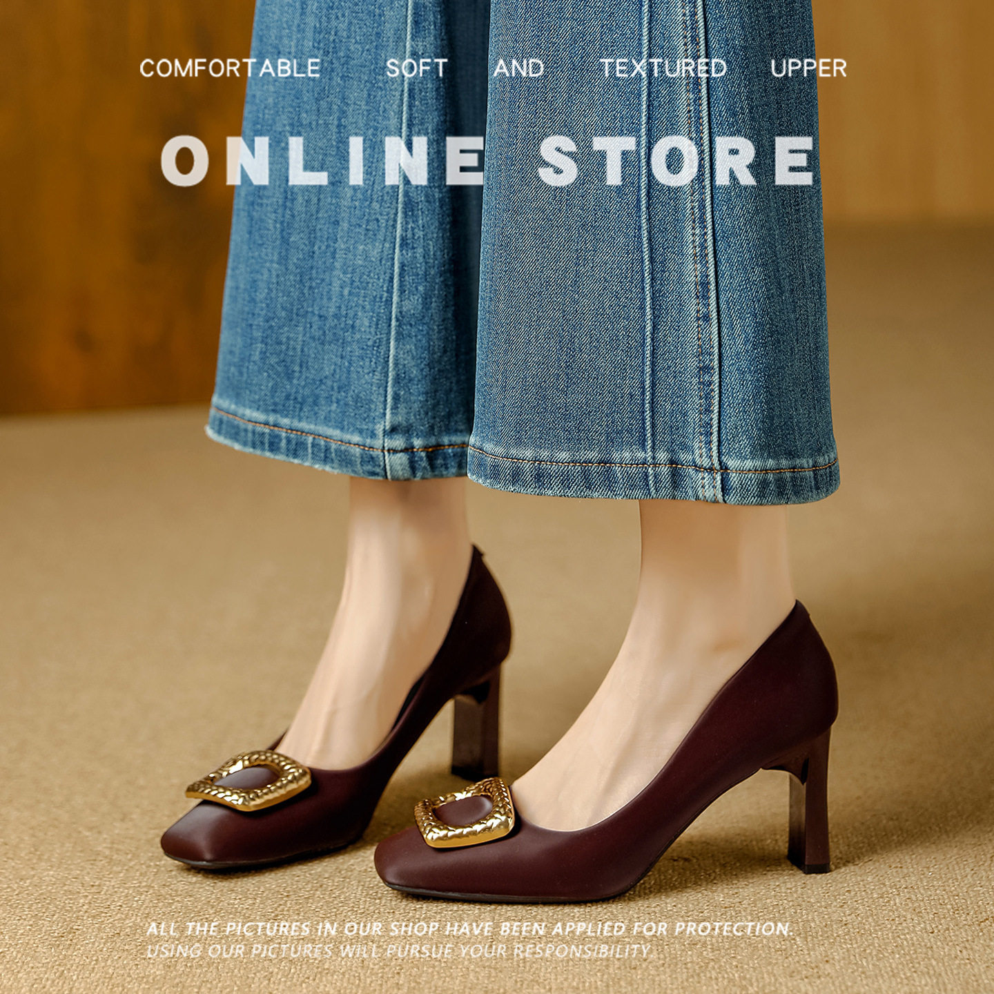 法式高跟鞋女2026春秋季新款法式方头不累脚低帮一脚蹬浅口单鞋女