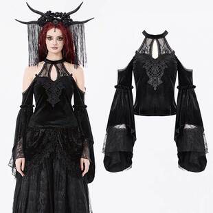 DARK IN LOVE哥特女装 宫廷蕾丝泪滴镂空上衣 TW660