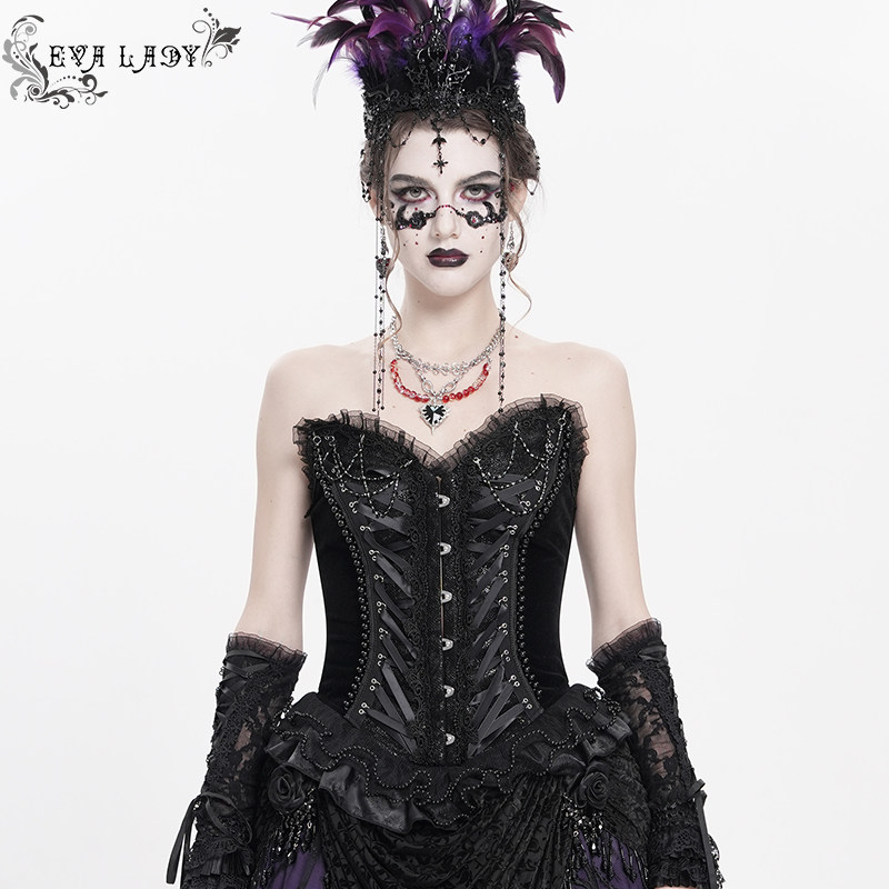 Devil Fashion恶魔时尚女装哥特暗黑色性感紧身胸衣ECST01001