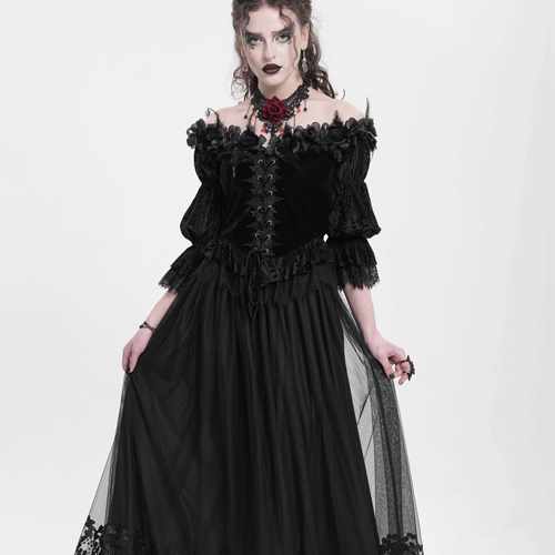 EVA LADY恶魔时尚女装哥特朋克暗黑哥特定位花绣花半裙ESKT05601