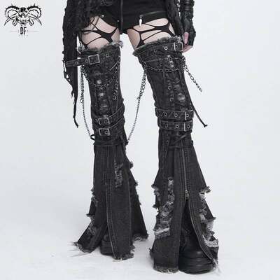 Devil fashion恶魔时尚 朋克做旧长款牛仔腿套【AS313】