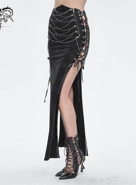 Devil Fashion恶魔时尚女装哥特朋克暗黑两边侧缝破开半裙SKT191