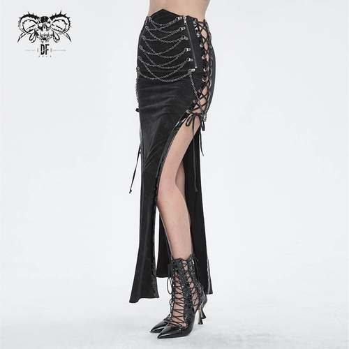 Devil Fashion恶魔时尚女装哥特朋克暗黑两边侧缝破开半裙SKT191