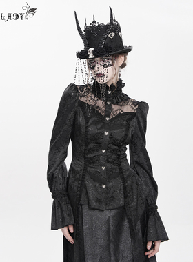 Devil Fashion恶魔时尚女装哥特黑色蕾丝衬衫ESHT017