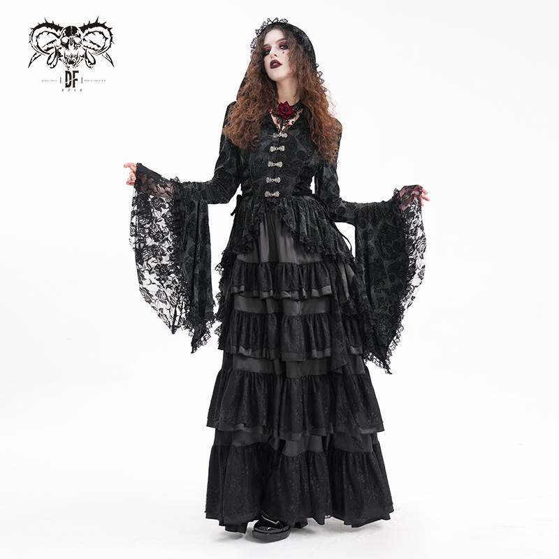 Devil Fashion恶魔时尚女装哥特不规则蕾丝拼接外套 CT246