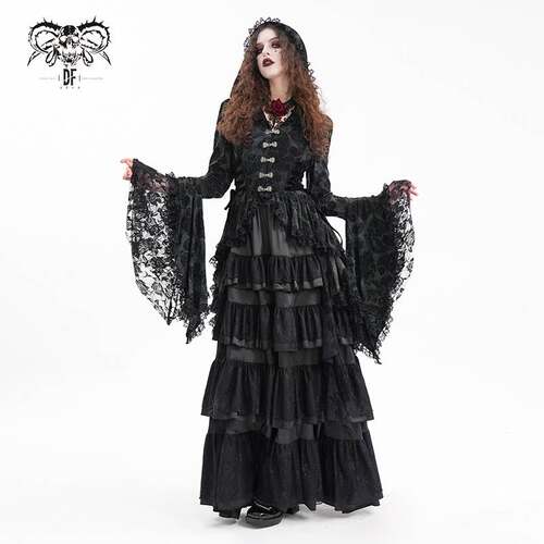 Devil Fashion恶魔时尚女装哥特不规则蕾丝拼接外套 CT246