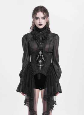 EVA LADY恶魔时尚女装哥特朋克暗黑 侧边裙摆哥特束身衣 ECST011