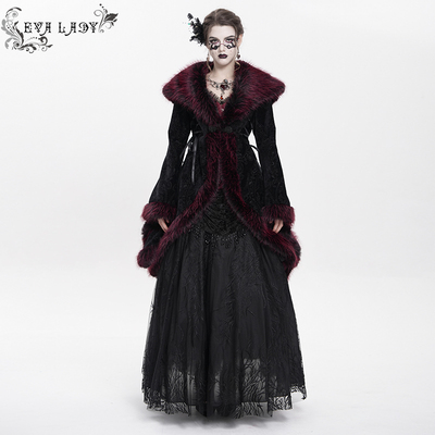 Devil Fashion恶魔时尚女装哥特 大毛领外套大衣ECT02302